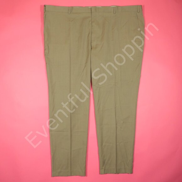 Jos A Bank Dress Pants Mens 50 Tan Wasahable Wool Traveler Flat Front New - Picture 2 of 6